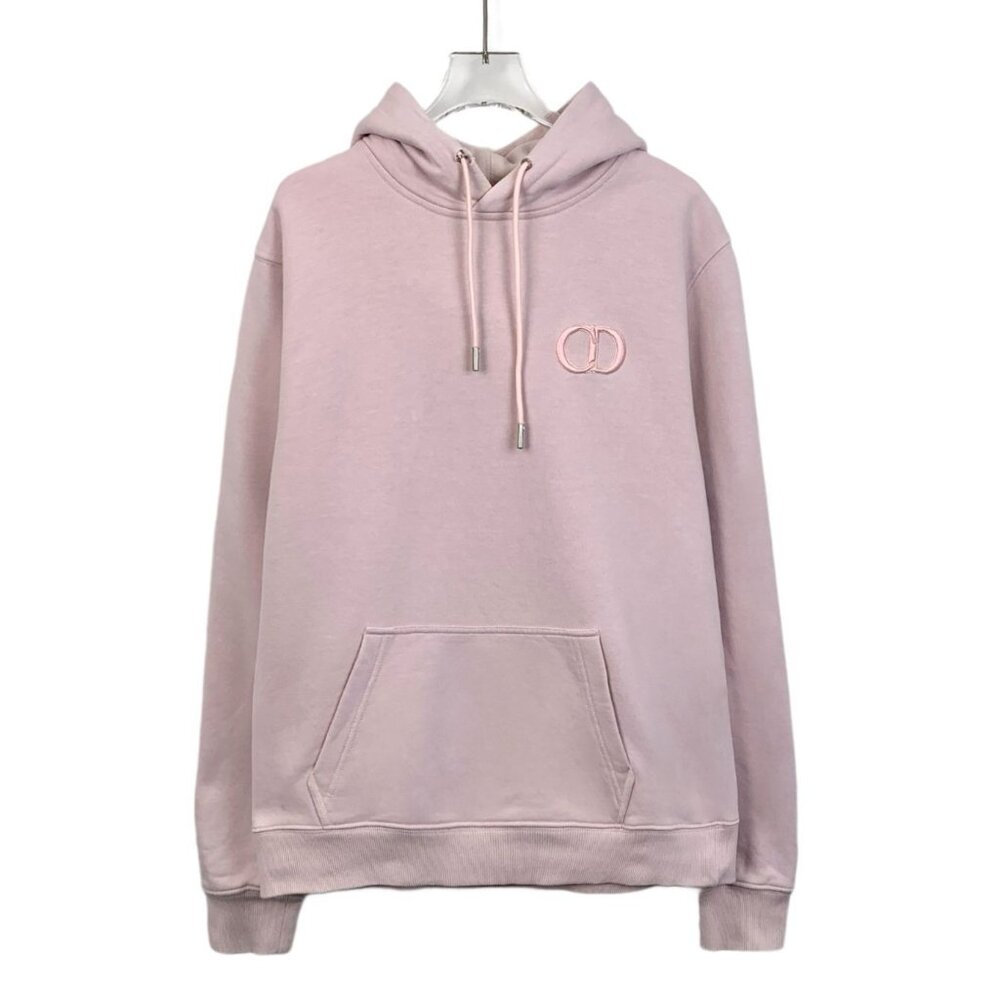 Christian Dior Light Pink Hoodie With Embroidered Logo & Front Pocket